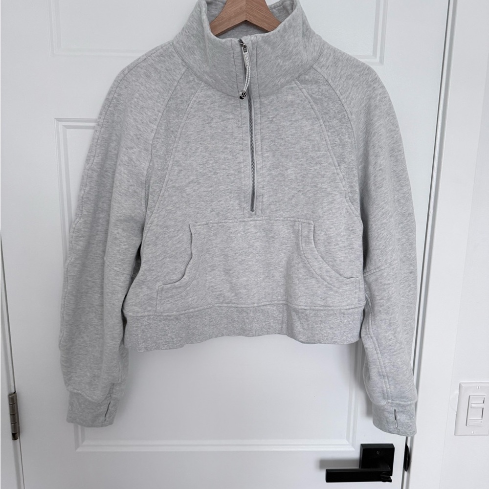 lululemon athletica Light Gray Cropped Half-Zip Funnel Sweatshirt
